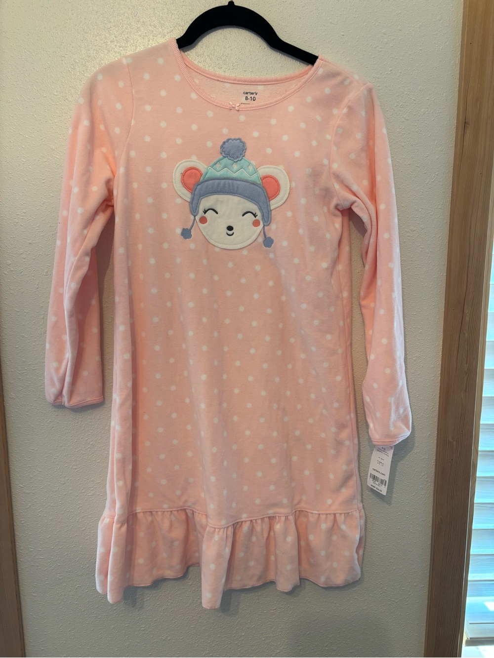 Carter's Light Pink Polka Dot Mouse Appliqué Nightgown